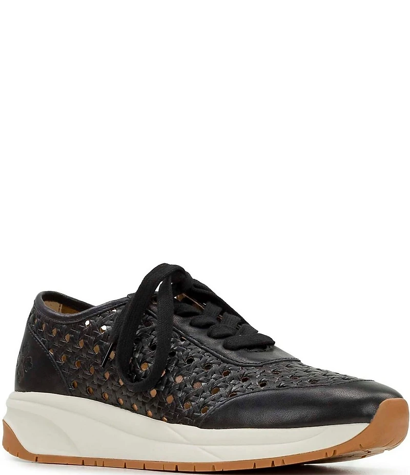 Patricia Nash Milla Leather Woven Detail Platform Wedge Sneakers