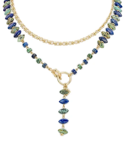 Patricia Nash Multi Beaded Stone Long Y Necklace