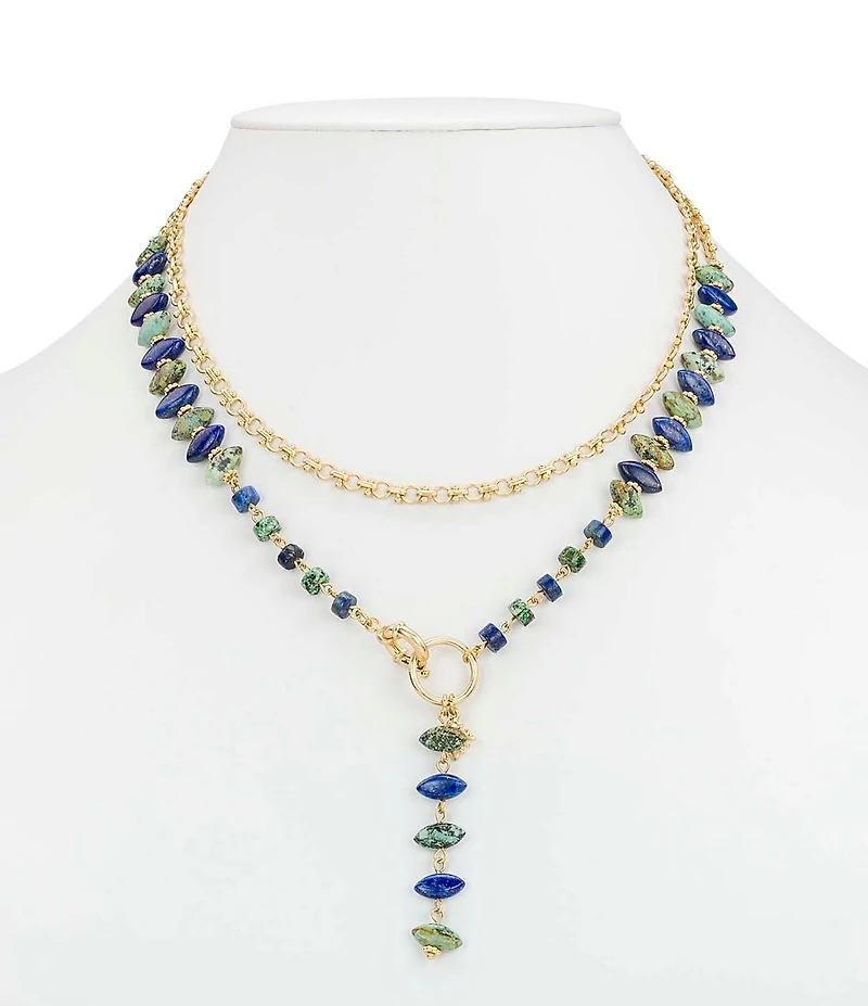 Patricia Nash Multi Beaded Stone Long Y Necklace