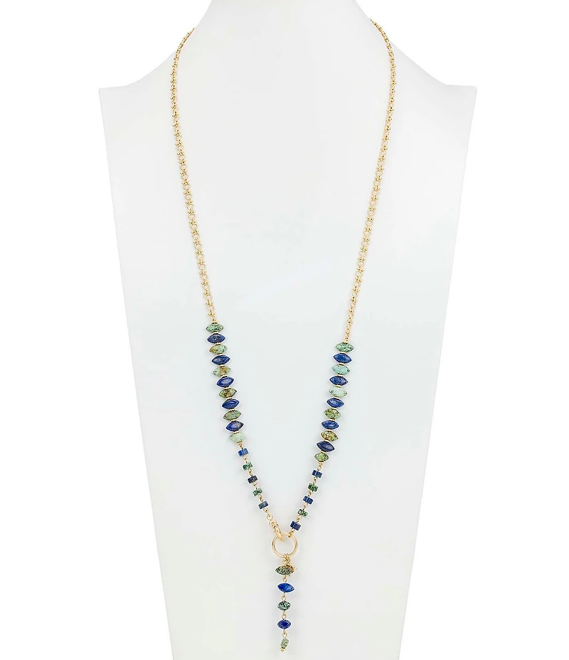 Patricia Nash Multi Beaded Stone Long Y Necklace
