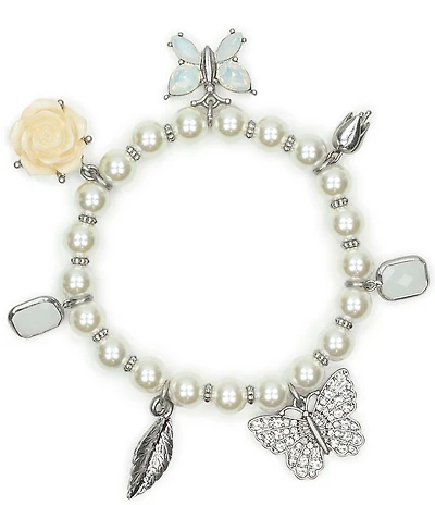 Patricia Nash Multi Charm Pearl Stretch Bracelet