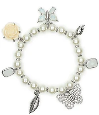 Patricia Nash Multi Charm Pearl Stretch Bracelet
