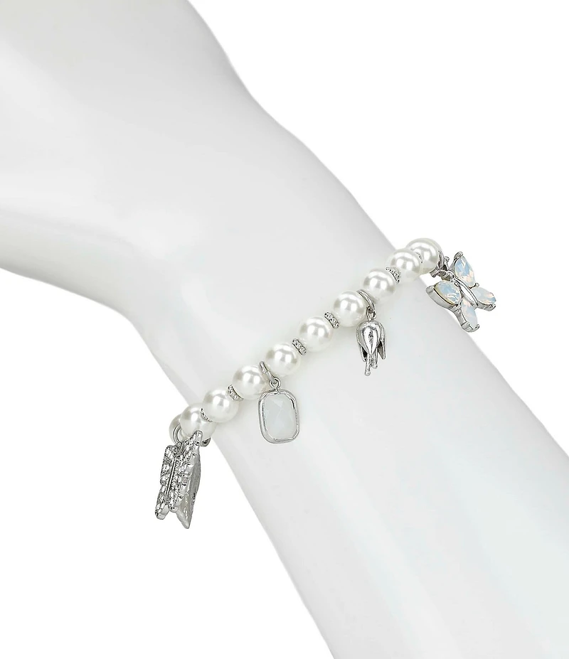 Patricia Nash Multi Charm Pearl Stretch Bracelet