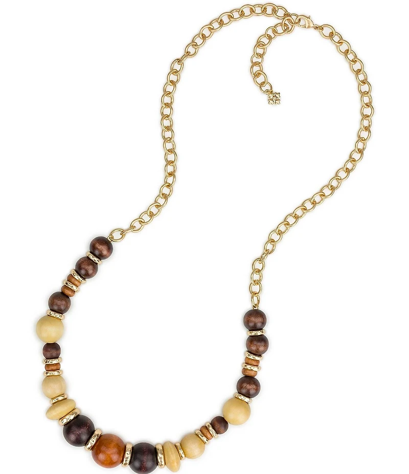 Patricia Nash Multi Wood Beaded Long Strand Necklace
