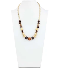 Patricia Nash Multi Wood Beaded Long Strand Necklace