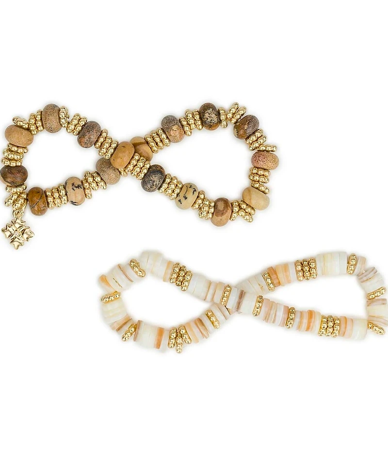 Patricia Nash Multi Wood Beaded Stretch Bracelets