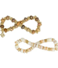 Patricia Nash Multi Wood Beaded Stretch Bracelets