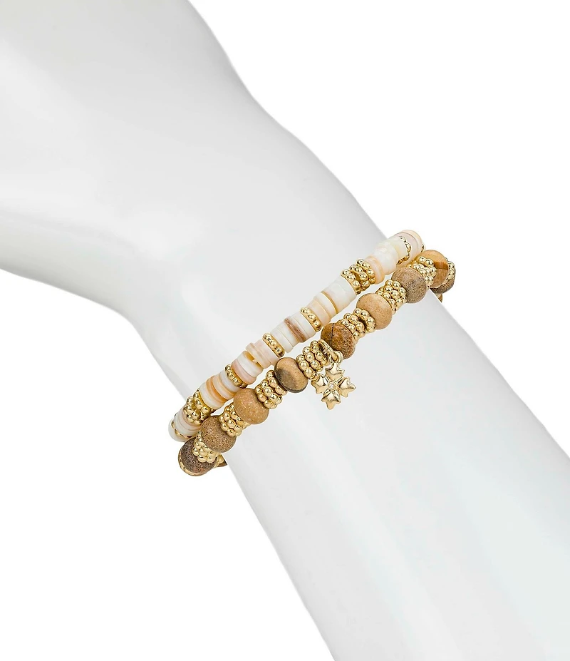 Patricia Nash Multi Wood Beaded Stretch Bracelets