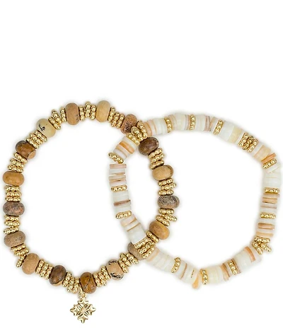 Patricia Nash Multi Wood Beaded Stretch Bracelets