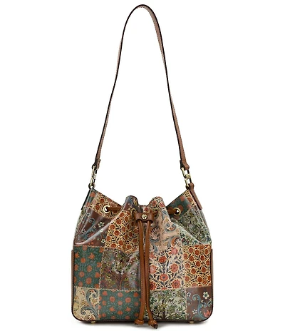 Patricia Nash Nordic Floral Patchwork Bellamy Drawstring Shoulder Bag