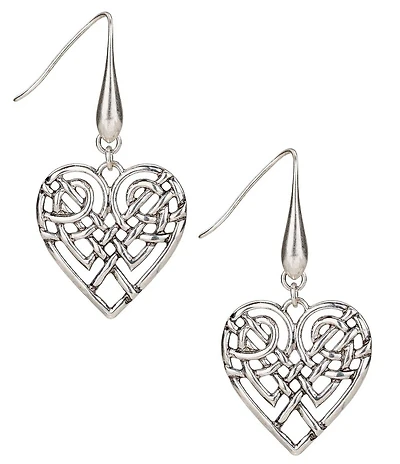 Patricia Nash Open Filigree Heart Drop Earrings