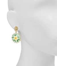 Patricia Nash Painted Flower Pearl Drop Earrings