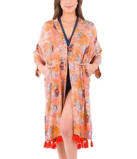 Patricia Nash Paris Map Print Tassel Detail Ruana