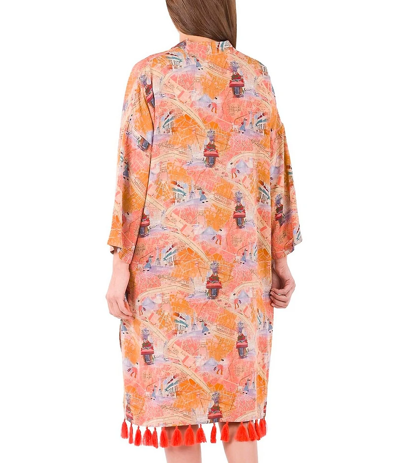 Patricia Nash Paris Map Print Tassel Detail Ruana