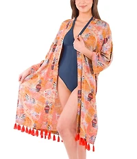 Patricia Nash Paris Map Print Tassel Detail Ruana