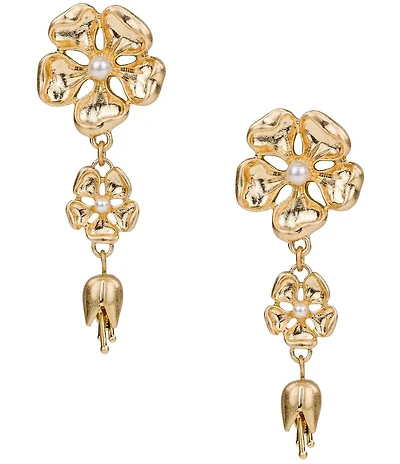 Patricia Nash Pearl Flower Resort Double Linear Earrings