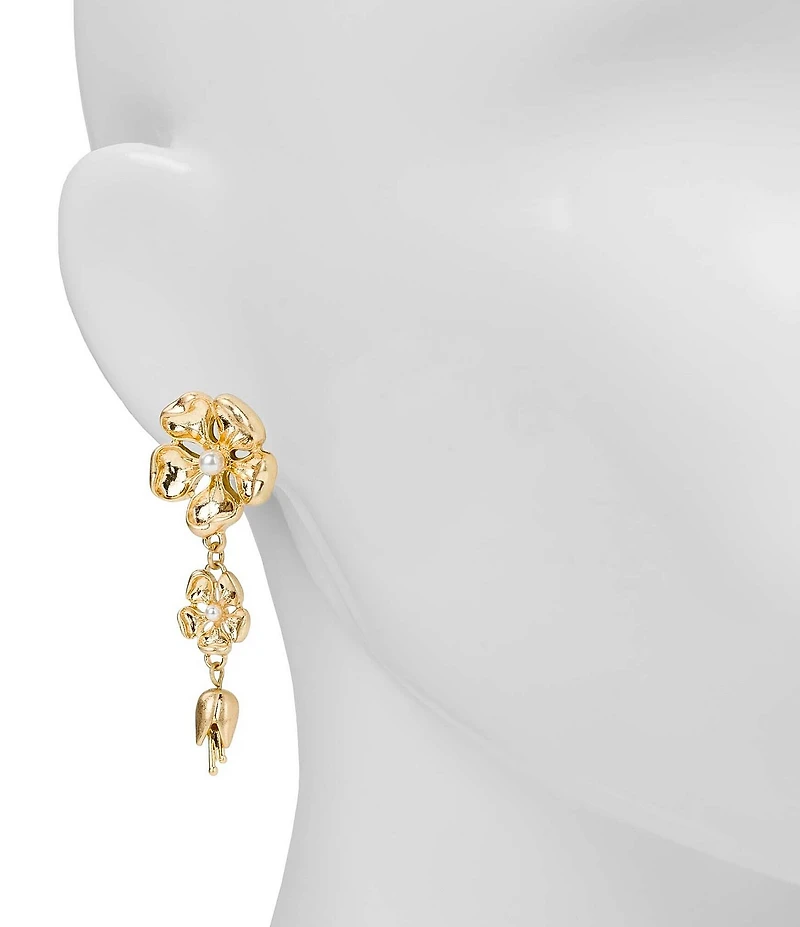 Patricia Nash Pearl Flower Resort Double Linear Earrings