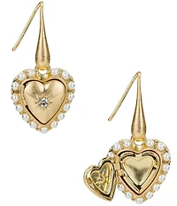 Patricia Nash Pearl Heart Locket Drop Earrings