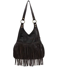 Patricia Nash Pienza Large Cow Print Fringe Shoulder Bag
