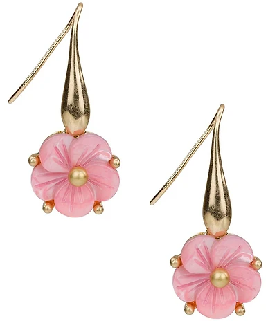 Patricia Nash Pink Mother Of Pearl Flower Resort Drop Earrings
