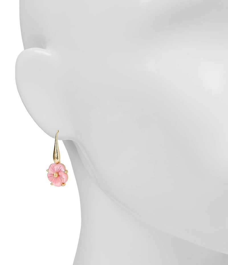 Patricia Nash Pink Mother Of Pearl Flower Resort Drop Earrings