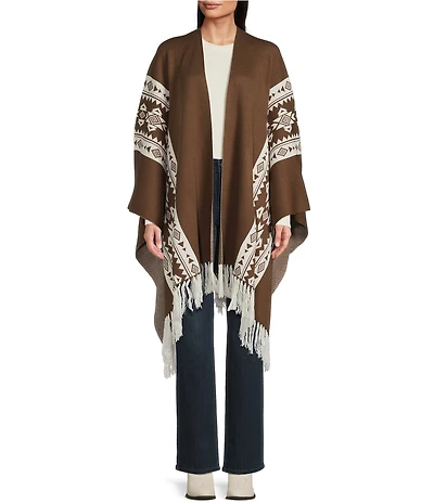 Patricia Nash Prairie Print Fringe Shawl