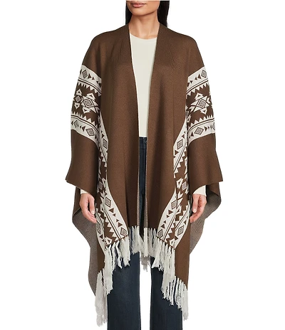 Patricia Nash Prairie Print Fringe Shawl