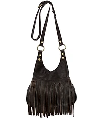 Patricia Nash Premia Cow Print Leather Fringe Crossbody Bag