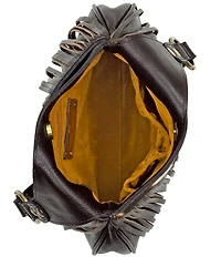Patricia Nash Premia Cow Print Leather Fringe Crossbody Bag