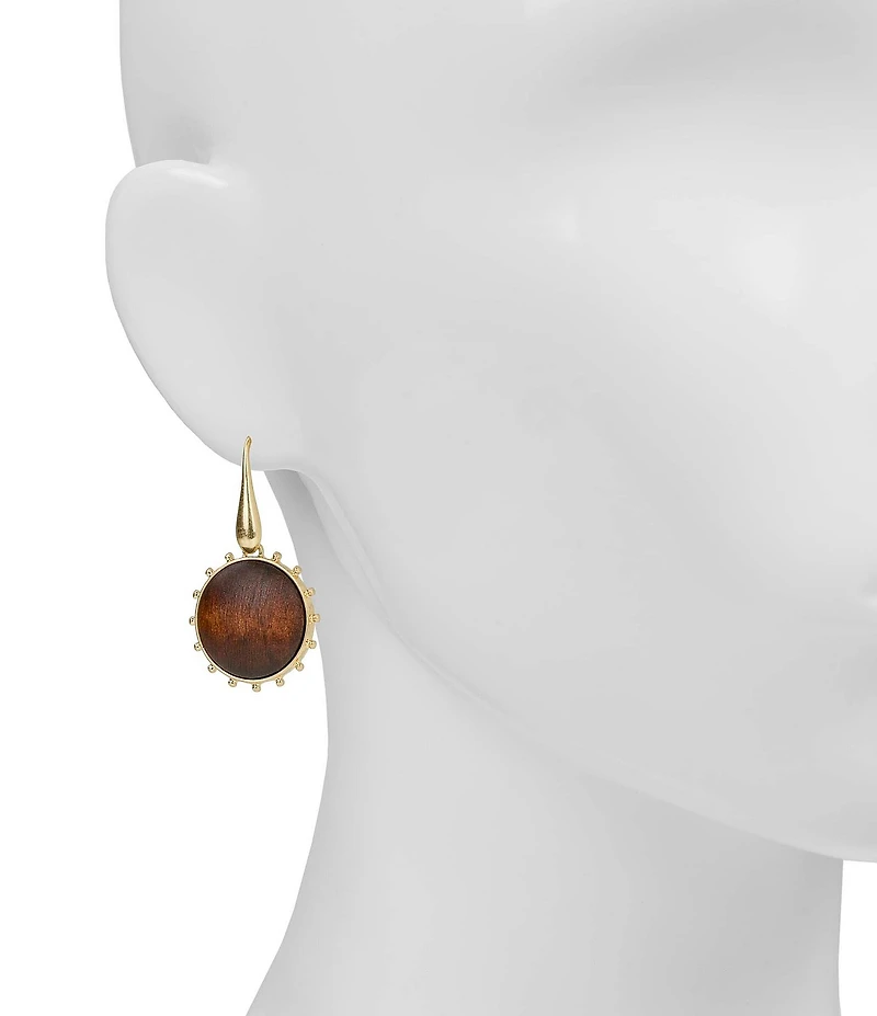 Patricia Nash Round Wood Drop Earrings