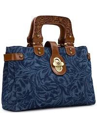 Patricia Nash Sancia Wood Handle Satchel Bag