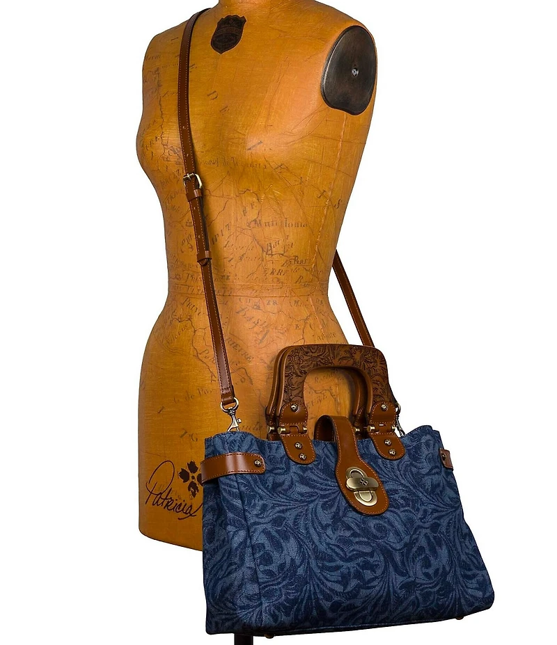 Patricia Nash Sancia Wood Handle Satchel Bag