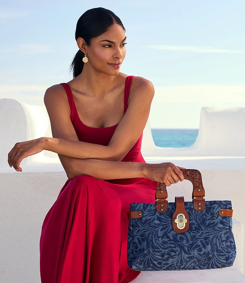 Patricia Nash Sancia Wood Handle Satchel Bag