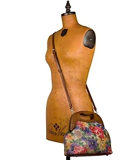 Patricia Nash Sandrine Raffia Floral Wooden Handle Convertible Clutch