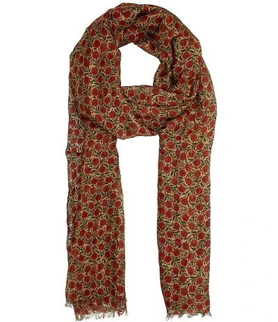 Patricia Nash Scandi Antique Ochre Floral Print Scarf Wrap