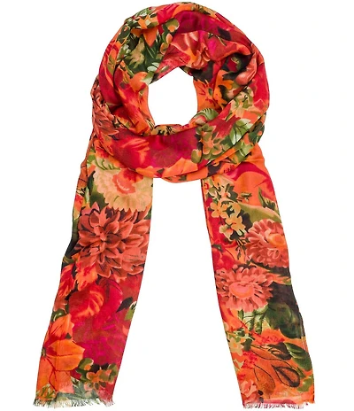 Patricia Nash Floral Print Fringe Hem Scarf