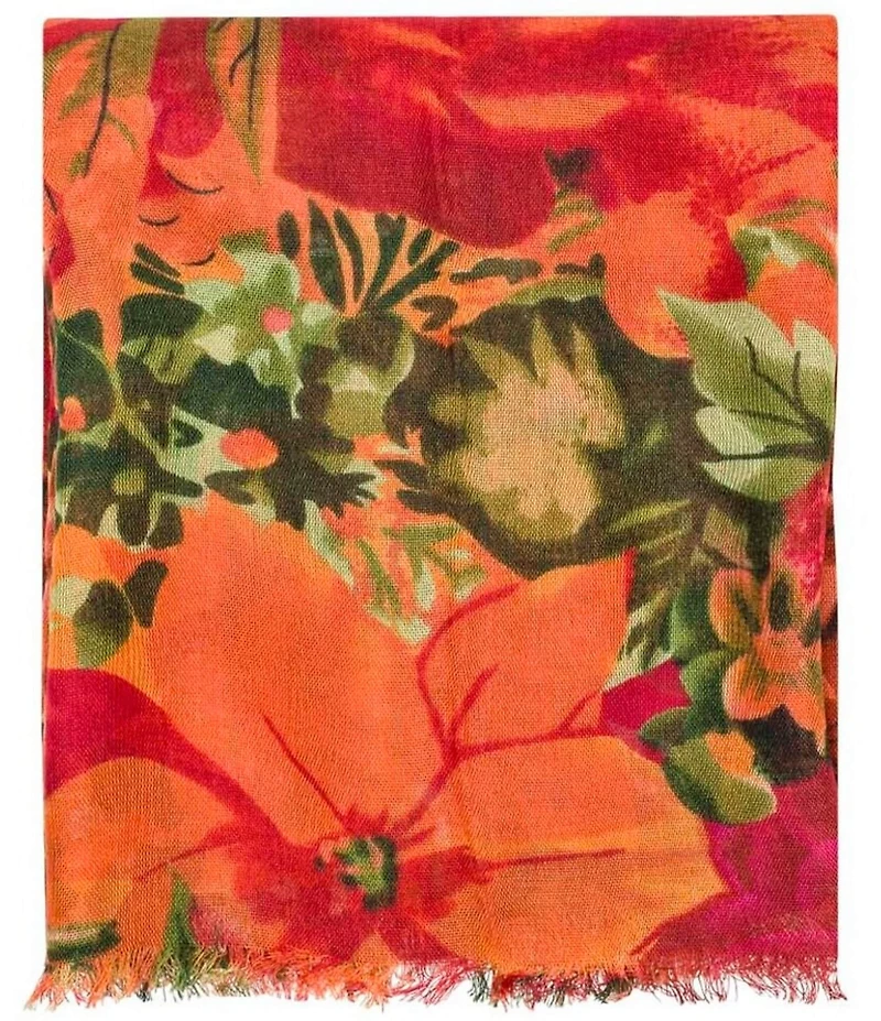 Patricia Nash Floral Print Fringe Hem Scarf