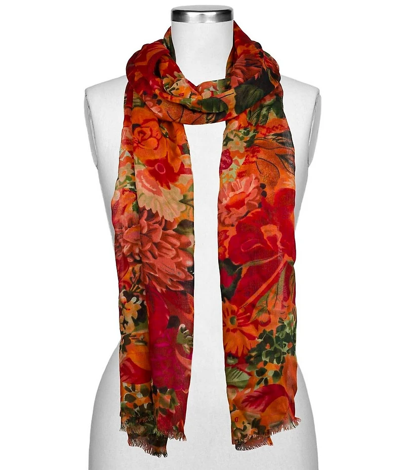 Patricia Nash Floral Print Fringe Hem Scarf