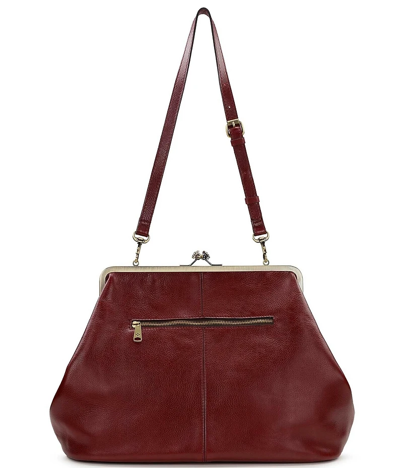 Patricia Nash Serafina Oversized Kisslock Leather Satchel Bag