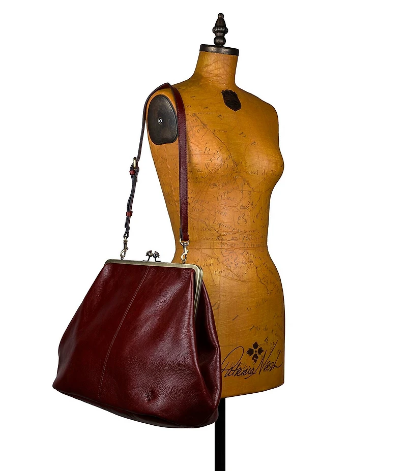 Patricia Nash Serafina Oversized Kisslock Leather Satchel Bag