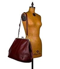 Patricia Nash Serafina Oversized Kisslock Leather Satchel Bag