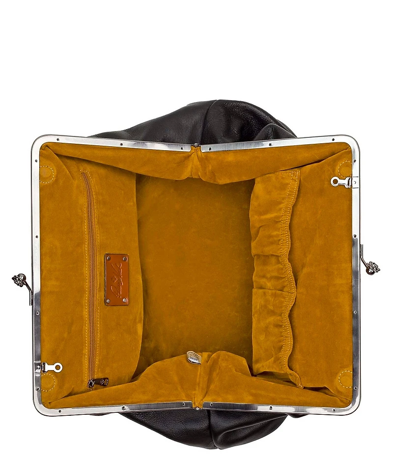 Patricia Nash Serafina Oversized Kisslock Leather Satchel Bag
