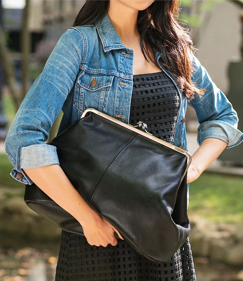 Patricia Nash Serafina Oversized Kisslock Leather Satchel Bag