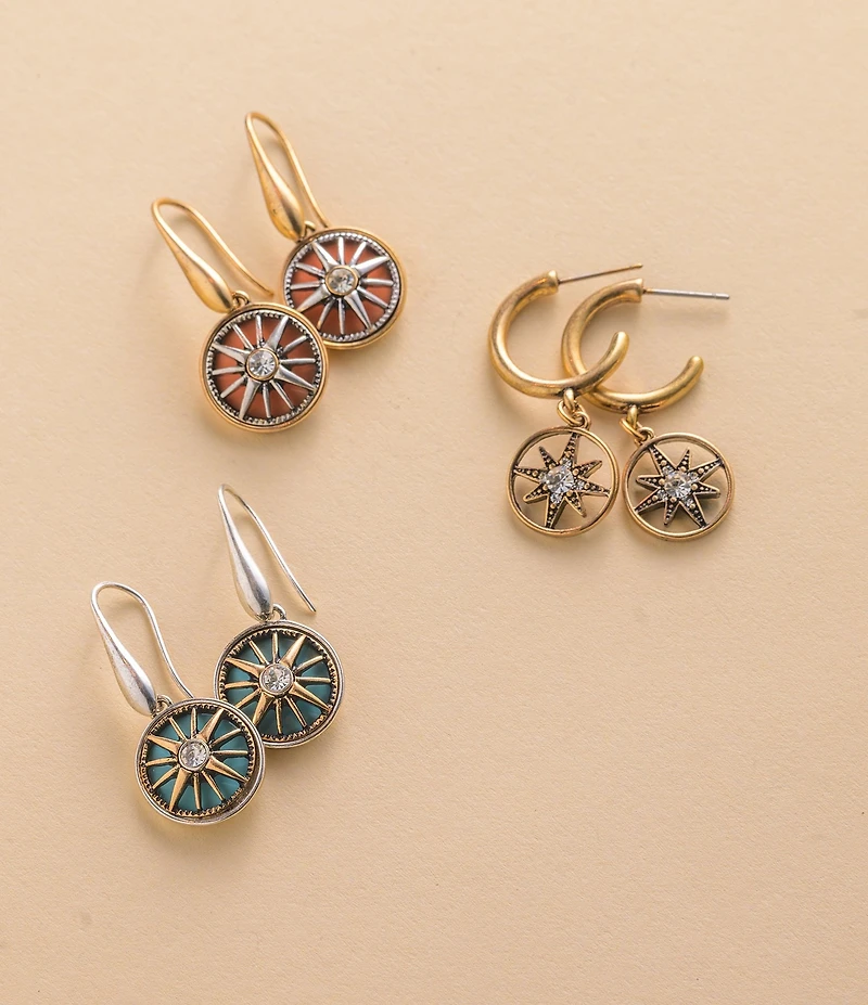 Patricia Nash Compass Small Dangle Drop Earrings