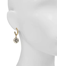 Patricia Nash Compass Small Hoop With Dangle Drop Earrings