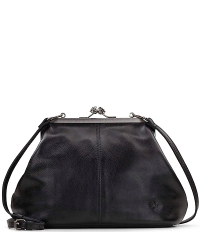 Patricia Nash Sofia Kiss Lock Frame Leather Large Clutch Satchel Bag
