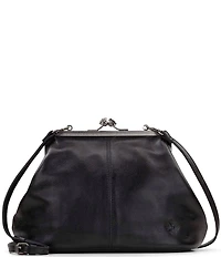 Patricia Nash Sofia Kiss Lock Frame Leather Large Clutch Satchel Bag