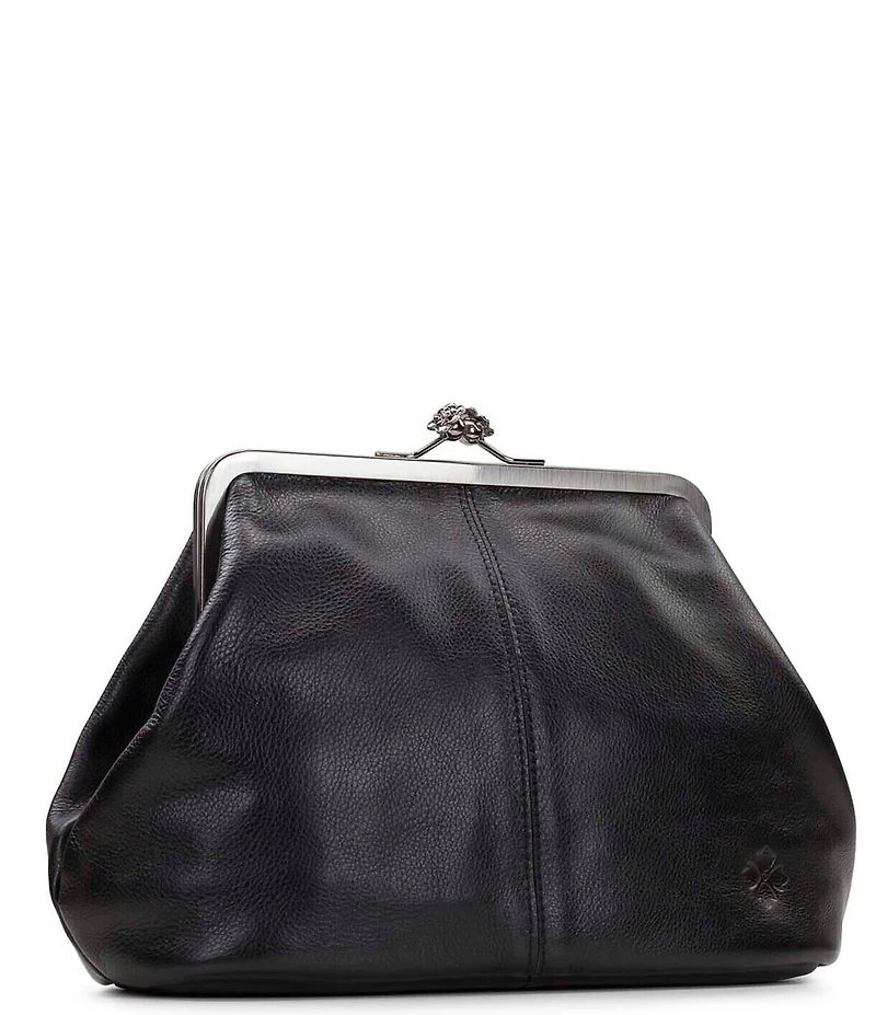 Patricia Nash Sofia Kiss Lock Frame Leather Large Clutch Satchel Bag
