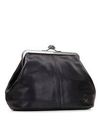 Patricia Nash Sofia Kiss Lock Frame Leather Large Clutch Satchel Bag