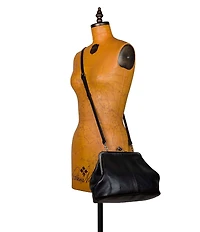 Patricia Nash Sofia Kiss Lock Frame Leather Large Clutch Satchel Bag